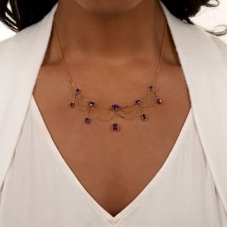 Turn-of-the-Century Amethyst Swag Necklace