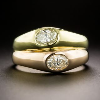 Two-Tone Double Oval Diamond Ring  - 3