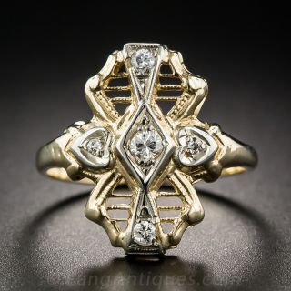Two-Tone Gold and Diamond Art Deco Dinner Ring