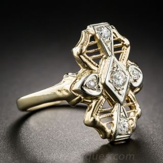 Two-Tone Gold and Diamond Art Deco Dinner Ring