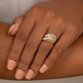 Undulating Six-Row Baguette Diamond Ring