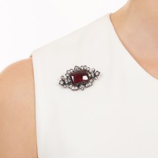 Very Fine Victorian Garnet and Diamond Pin