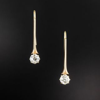 Victorian 1.01 Carat Diamond Dangle Earrings  - 2