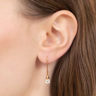 Victorian 1.01 Carat Diamond Dangle Earrings 