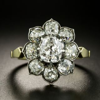 Victorian 1.13 Carat Old Mine-Cut Diamond Cluster Ring - GIA D SI1 - 2