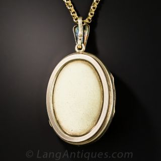 Victorian 14k Gold and Pearl Pendant Locket Necklace