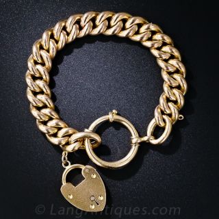 Victorian 15 Karat Gold Bracelet with Padlock Charm