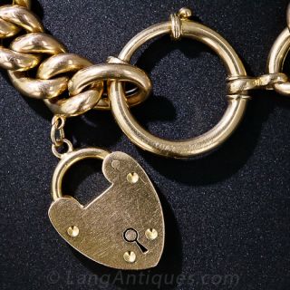 Victorian 15 Karat Gold Bracelet with Padlock Charm