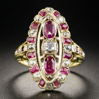 Victorian 18K Ruby and Diamond Dinner Ring