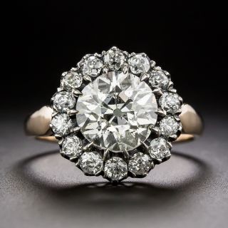 Victorian 2.18 Carat Diamond Halo Engagement Ring - GIA L I1 - 2