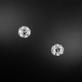 Victorian 2.20 Carat European-Cut Diamond Stud Earrings - 1