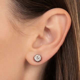 Victorian 2.20 Carat European-Cut Diamond Stud Earrings