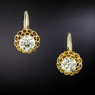 Victorian 2.55 Carat Diamond Drop Earrings - GIA - 1