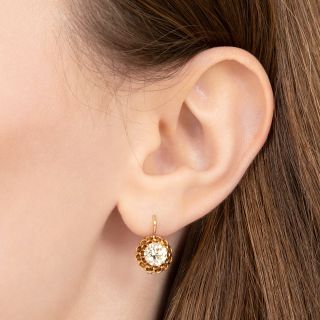 Victorian 2.55 Carat Diamond Drop Earrings - GIA