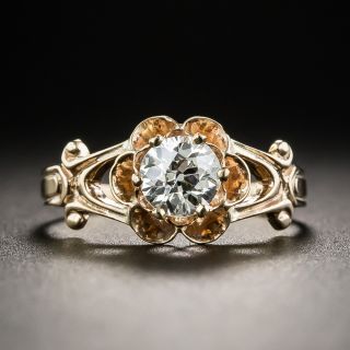Victorian .47 Carat Diamond Solitaire Engagement Ring - 1