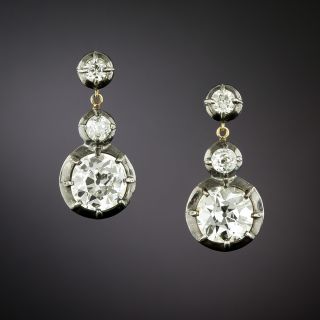 Victorian 5.39 Carat Total Weight European-Cut Diamond Earrings - GIA - 11