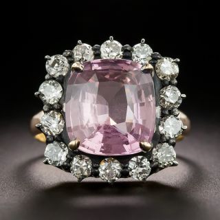 Victorian 5.63 Carat No-Heat Pink Sapphire and Diamond Ring - 3