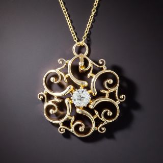 Victorian .75 Carat Diamond Scroll Necklace - 3