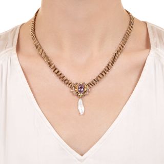 Victorian Amethyst and Freshwater Pearl Necklace