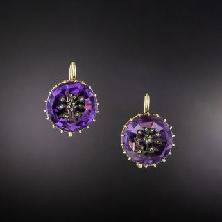 Victorian Amethyst and Rose-Cut Diamond Earrings - 2