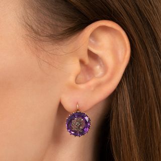 Victorian Amethyst and Rose-Cut Diamond Earrings