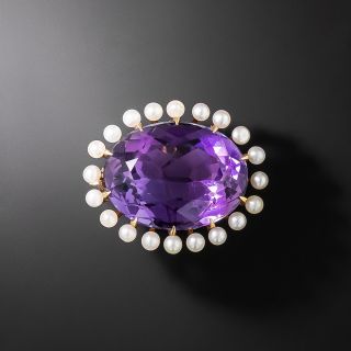 Victorian Amethyst and Seed Pearl Brooch - 2