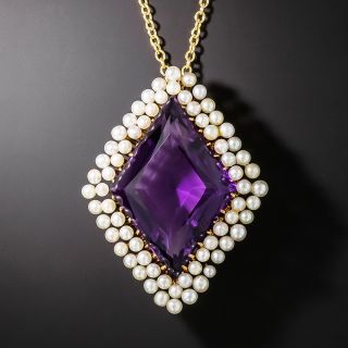 Victorian Amethyst and Seed Pearl Pendant - 2