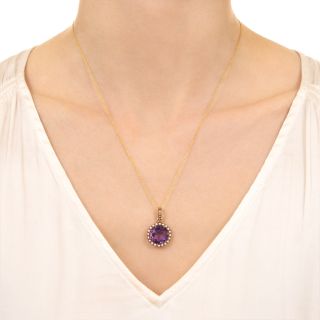 Victorian Amethyst And Seed Pearl Pendant