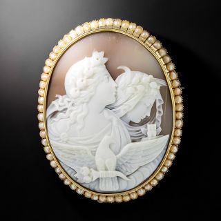 Victorian Aphrodite and Athena Shell Cameo Brooch - 2