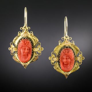Victorian Bacchus Coral Earrings  - 9