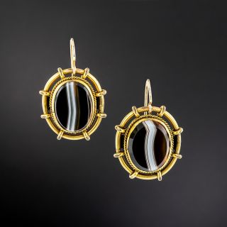 Victorian Banded Agate Earrings - 2
