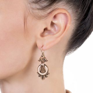 Victorian Black Enamel Drop Earrings