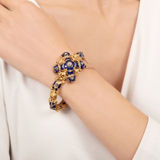 Victorian Blue Enamel and Diamond Bracelet