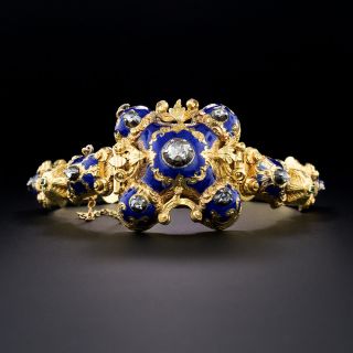 Victorian Blue Enamel and Diamond Bracelet - 2