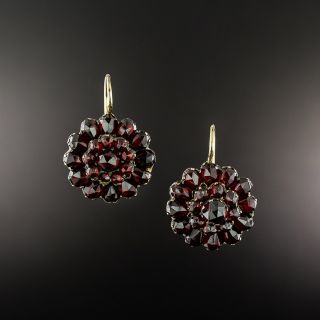 Victorian Bohemian Garnet Cluster Earrings  - 2