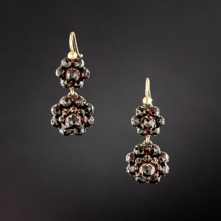 Victorian Bohemian Garnet Double Cluster Dangle Earring - 2