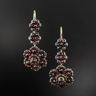 Victorian Bohemian Garnet Triple Drop Earrings - 2