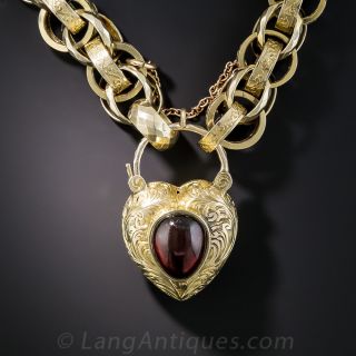 Victorian Bracelet with Garnet Heart Locket Clasp