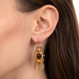 Victorian Cabochon Garnet Dangle Earrings