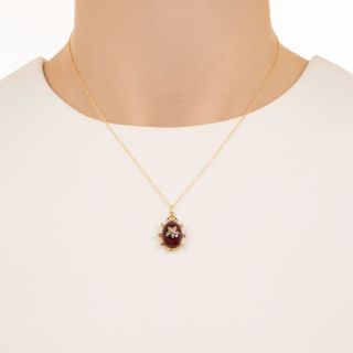 Victorian Cabochon Garnet Rose-Cut Diamond Drop