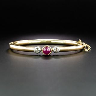Victorian Cabochon Ruby and Diamond Bangle Bracelet - 2