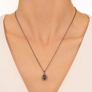 Victorian Cabochon Sapphire and Diamond Pendant