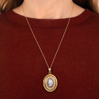 Victorian Cameo and Seed Pearl Locket