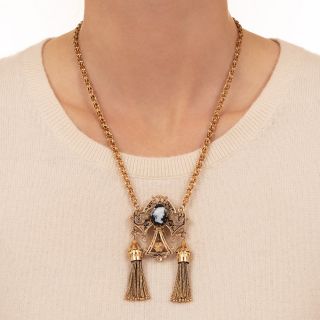  Victorian Cameo Tassel Brooch/Necklace