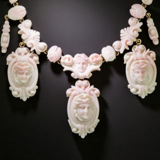 Victorian Carved Shell Cameo Necklace - 2