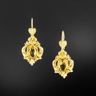 Victorian Citrine Floral Earrings  - 2