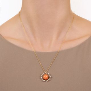 Victorian Coral and Pearl Pendant