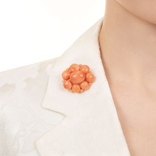 Victorian Coral Cluster Brooch