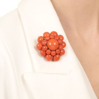 Victorian Coral Cluster Brooch/Pendant