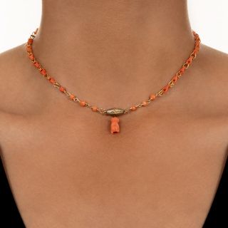 Victorian Coral Link Necklace